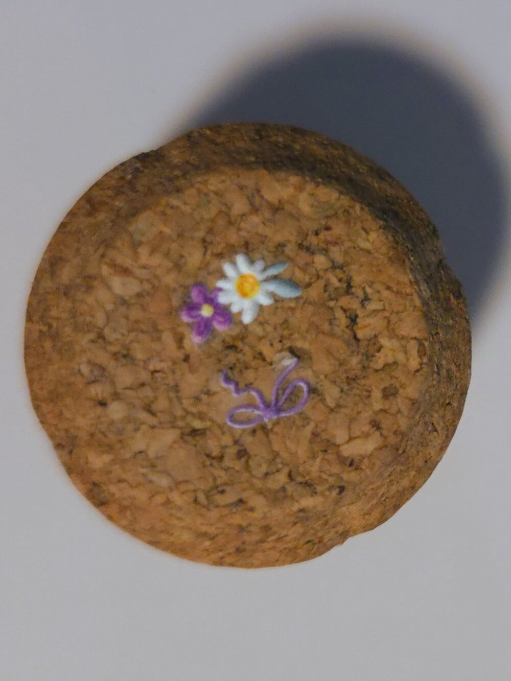 Brand New Hand Crafted Magnet Created from Champagne Cork Featuring Flowers